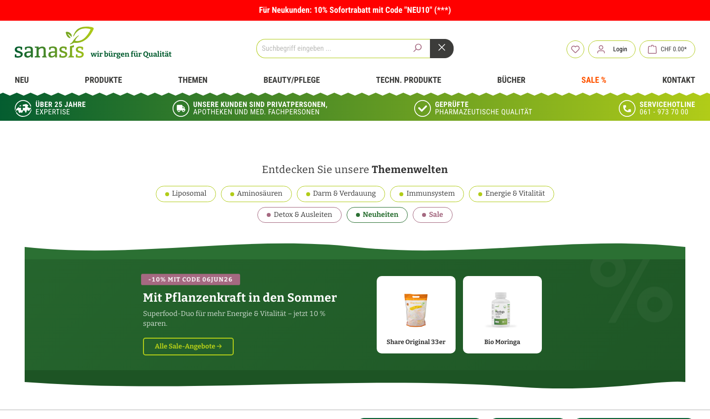 Sanasis AG – Digitales Marketing aus einer Hand für einen Schweizer Gesundheits-Shop